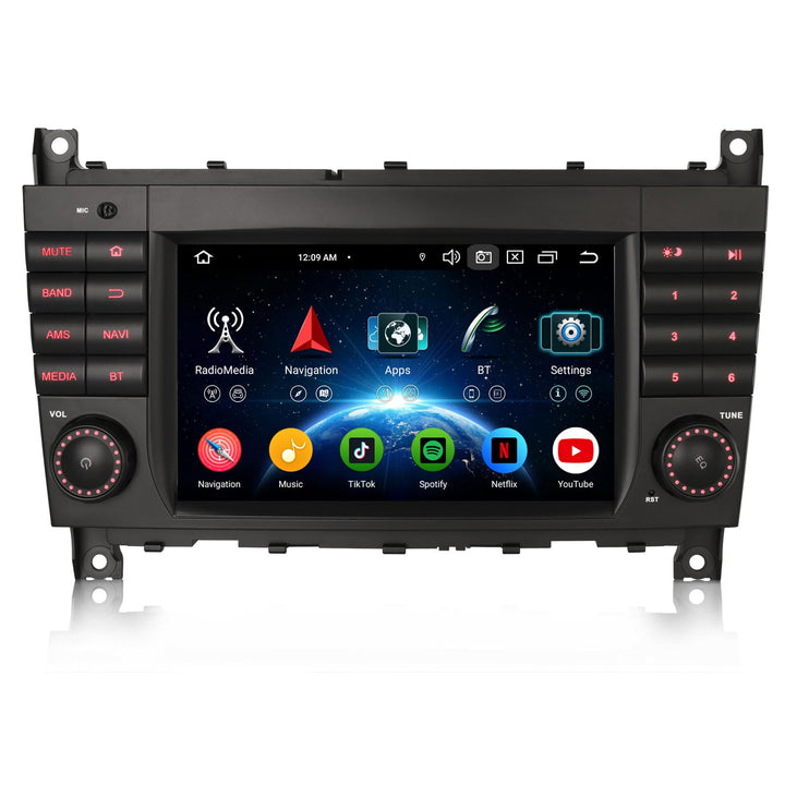 Erisin Qualcomm 8GB+128GB 8-Kern Android 14 Autoradio Bluetooth für Mercedes C-Klasse W203 CLC Klass