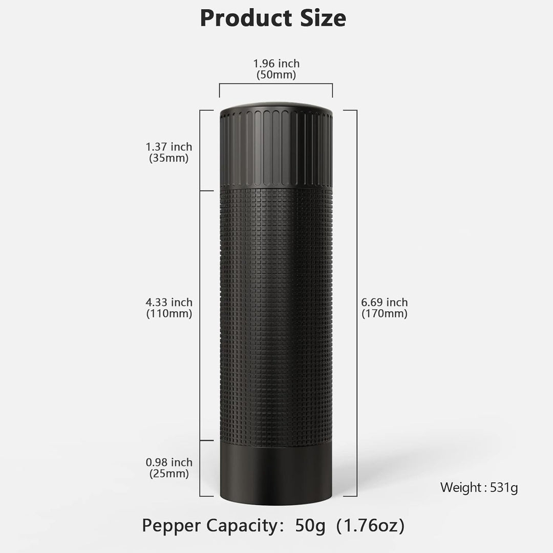 Luvan Professional Grade Pfeffermühle, Manuelle Hochleistungs-Aluminium-Pfeffermühle, Top-Gewürzmühl