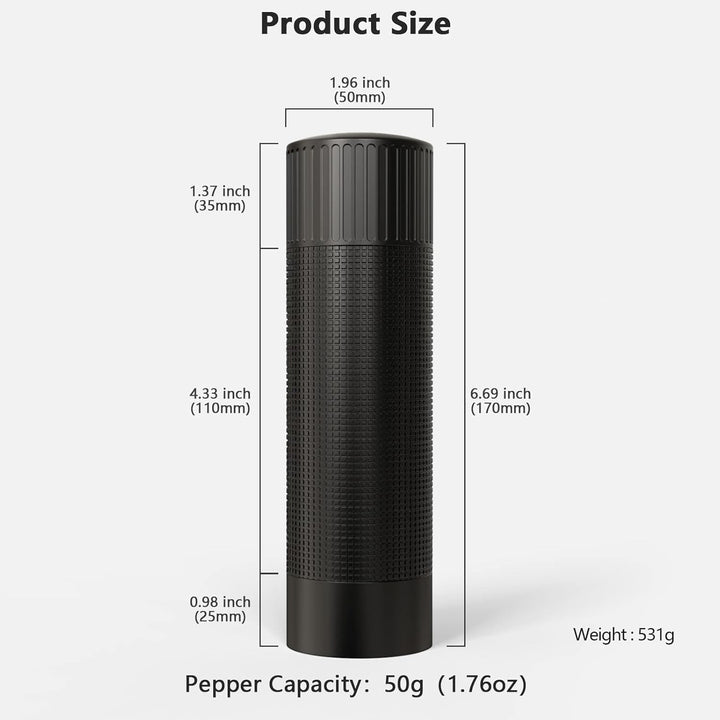Luvan Professional Grade Pfeffermühle, Manuelle Hochleistungs-Aluminium-Pfeffermühle, Top-Gewürzmühl