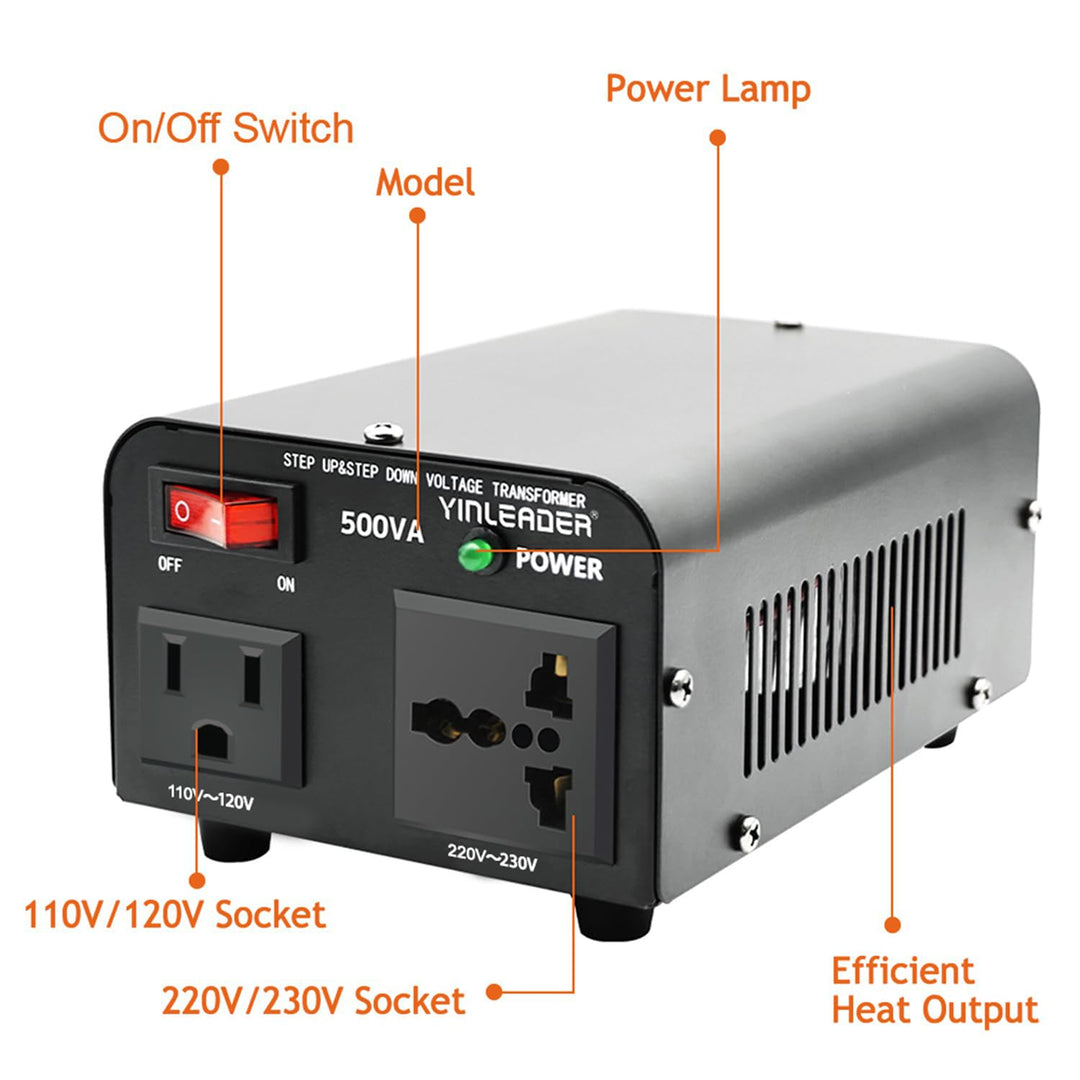 Yinleader 500W 230V bis 110V USA Spannungswandler Ringkern-Transformator 500VA - In: 110V oder 220V