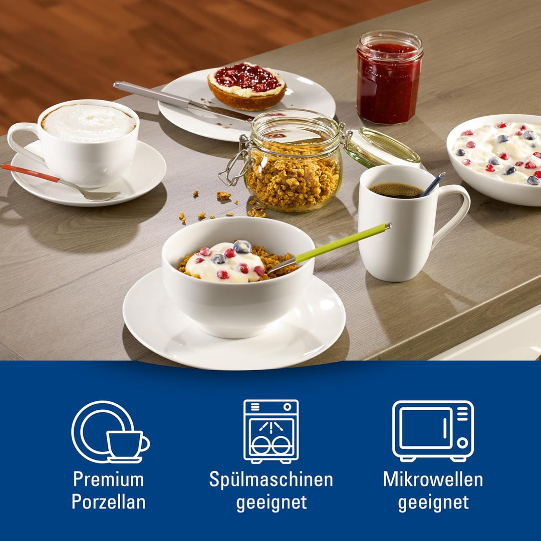Villeroy und Boch For Me Kaffeeservice für 4 Personen, Premium Porzellan, Weiss, 12-tlg. Kaffee-Set