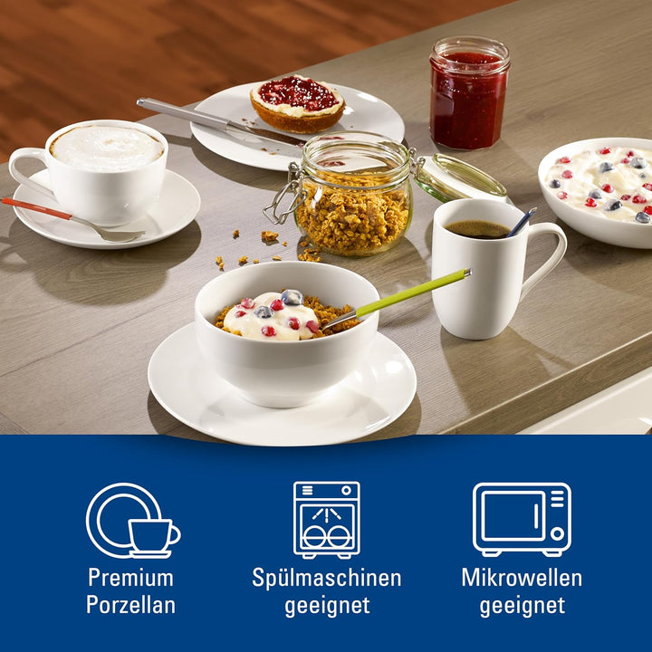 Villeroy und Boch For Me Kaffeeservice für 4 Personen, Premium Porzellan, Weiss, 12-tlg. Kaffee-Set
