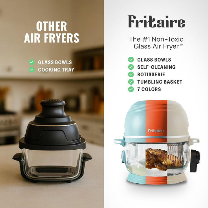 Fritaire ungiftig Air Fryer - 4,8 L Glasschale mit 360º Sieb, selbstreinigend, 200ºC Vortex für glei