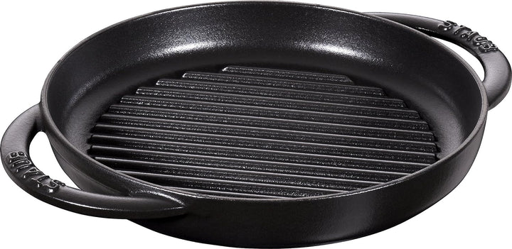 STAUB rund 22 cm Grillpfanne, Gusseisen, Schwarz 30 x 4.5 x 2.3 cm Schwarz, 30 x 4.5 x 2.3 cm Schwar