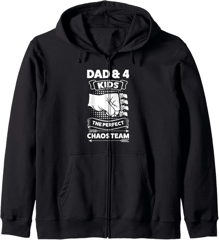 Papa & 4 Kinder das perfekte Chaosteam Vaterkind Kapuzenjacke