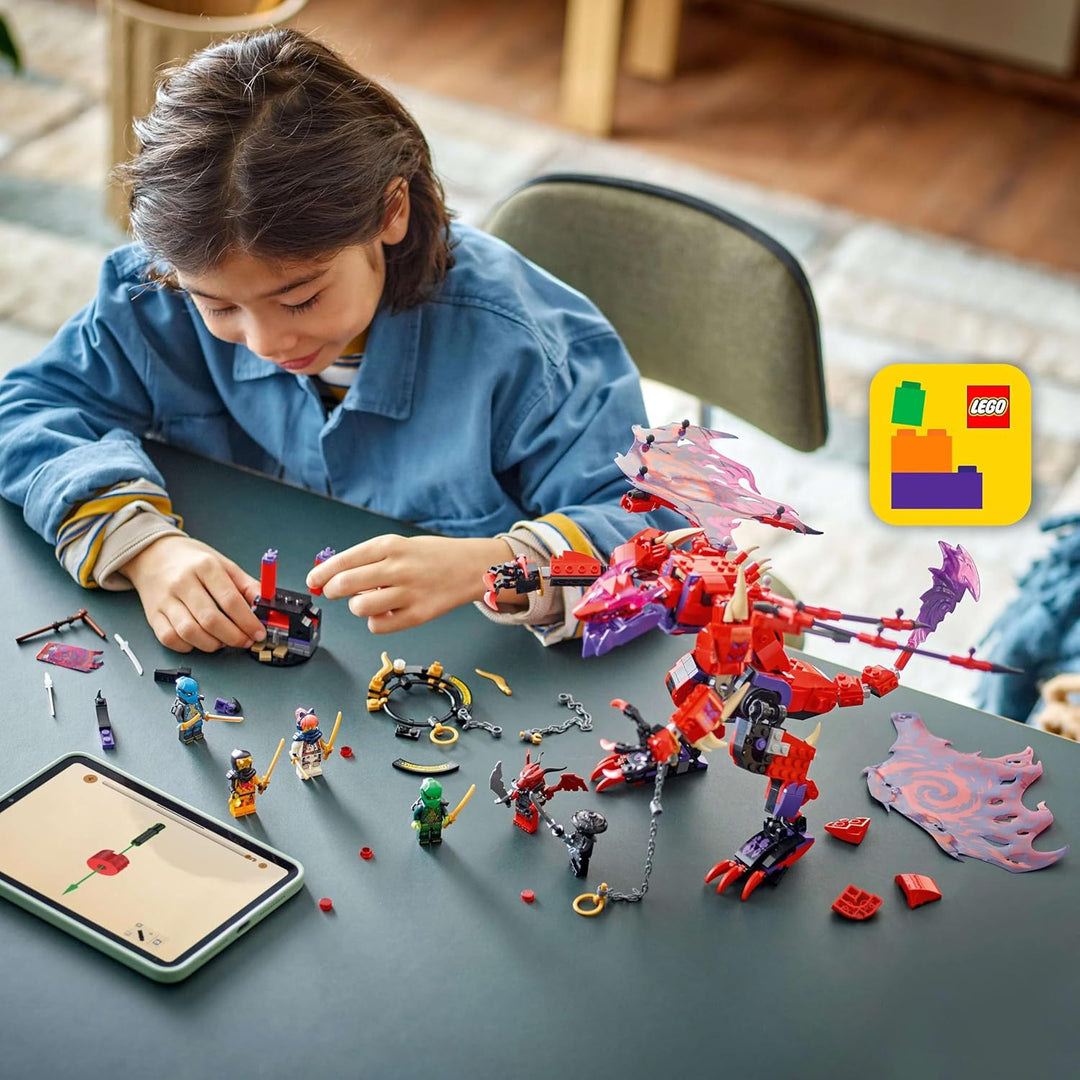 LEGO NINJAGO Chaosdrache Donnerzahn - Kinder Spielzeug - Bewegliche Actionfigur mit 6 Minifiguren (L