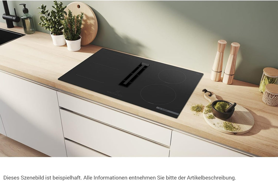 Bosch PVS811B16E Serie 4, Einbau-Induktionskochfeld mit integriertem Belüftungssystem 80 cm Aufputzm