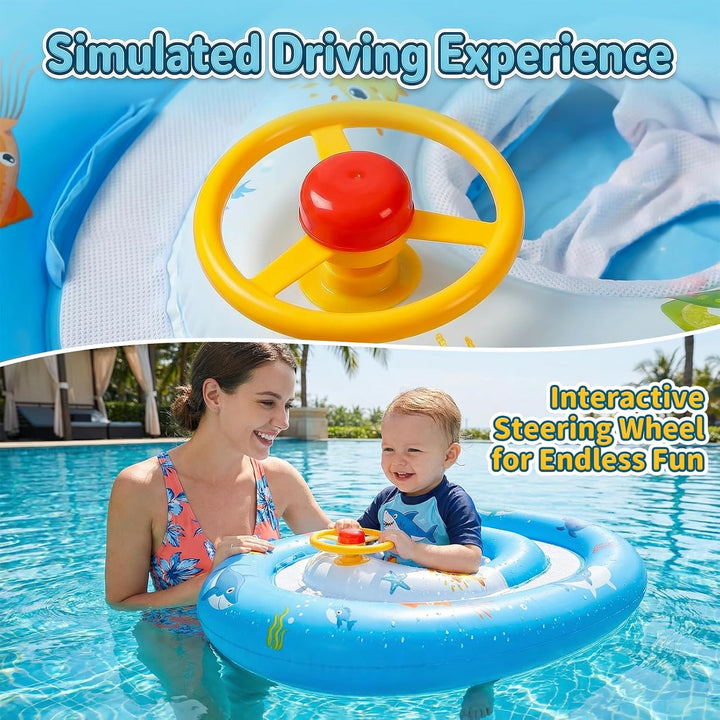 Schwimmring Baby mit Abnehmbarem Sonnendach Säuglingsschwimmsitz Kinderbecken Baby Schwimmringing Sc