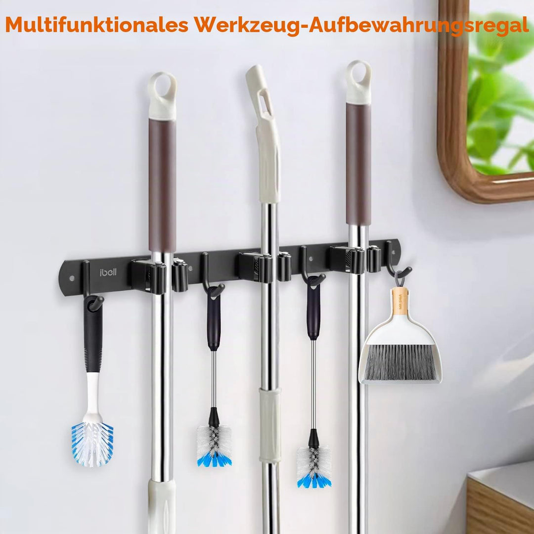 2 Stück Besenhalterung Wand, ibell Gerätehalter Edelstahl Gartengerätehalter Wandhalterung, Mopphalt