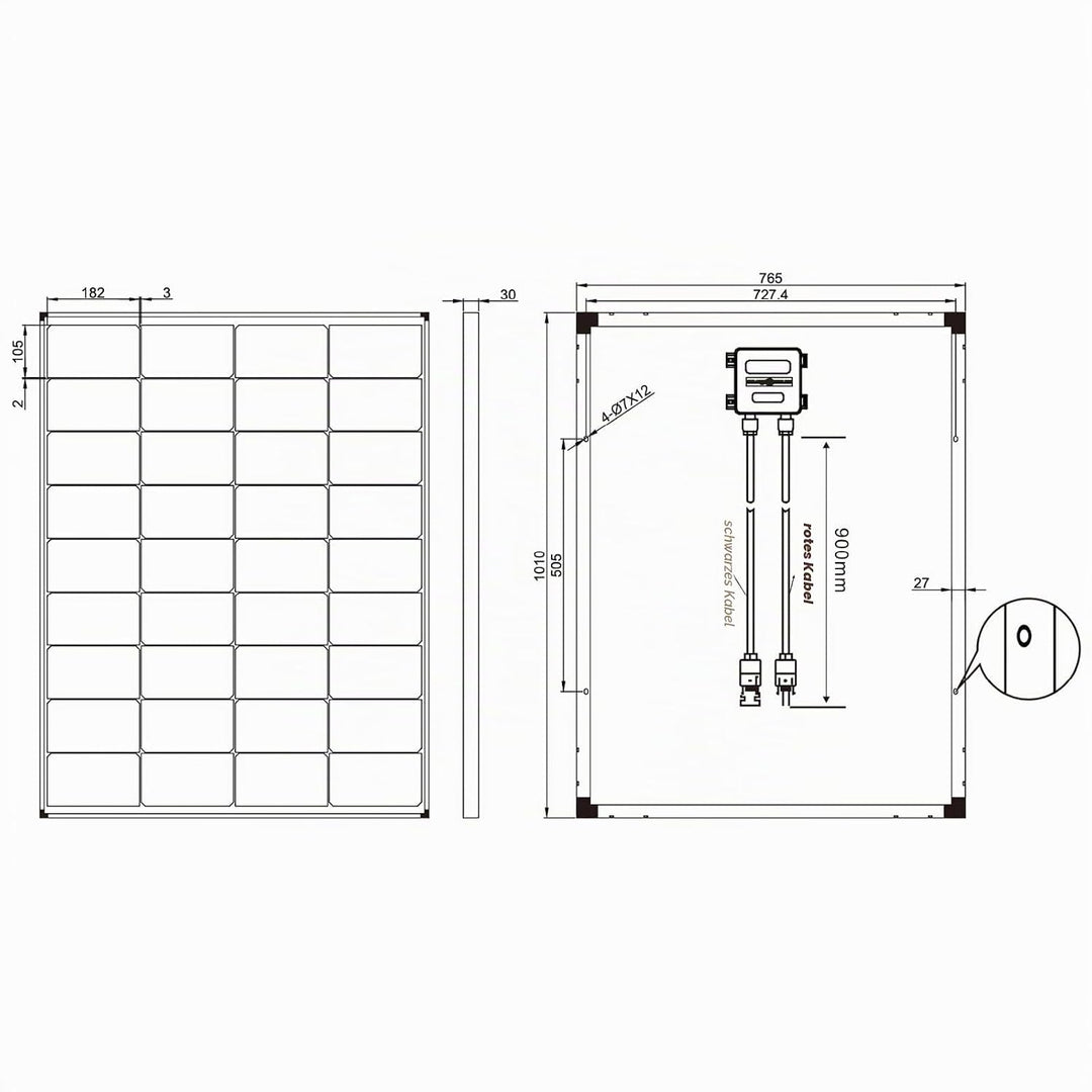 enjoy solar® 150W 12V Monokristallines Solarmodul, 182mm Solarzellen 10 Busbars Solarpanel ideal für
