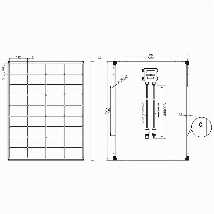 enjoy solar® 150W 12V Monokristallines Solarmodul, 182mm Solarzellen 10 Busbars Solarpanel ideal für