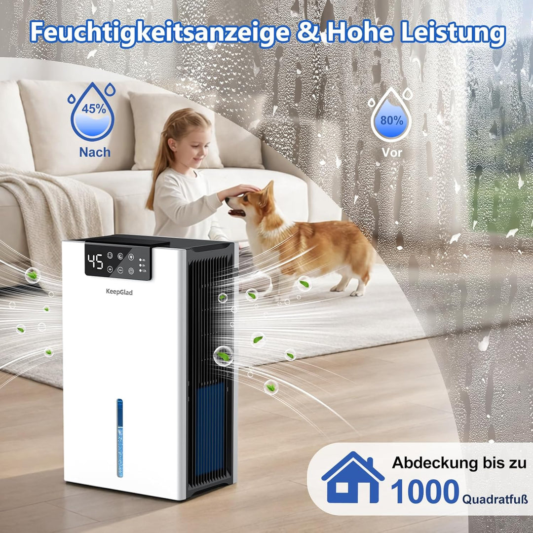 Luftentfeuchter Elektrisch 2800ml, 28dB Leiser Energiesparender Raumentfeuchter mit Filter, für Kell