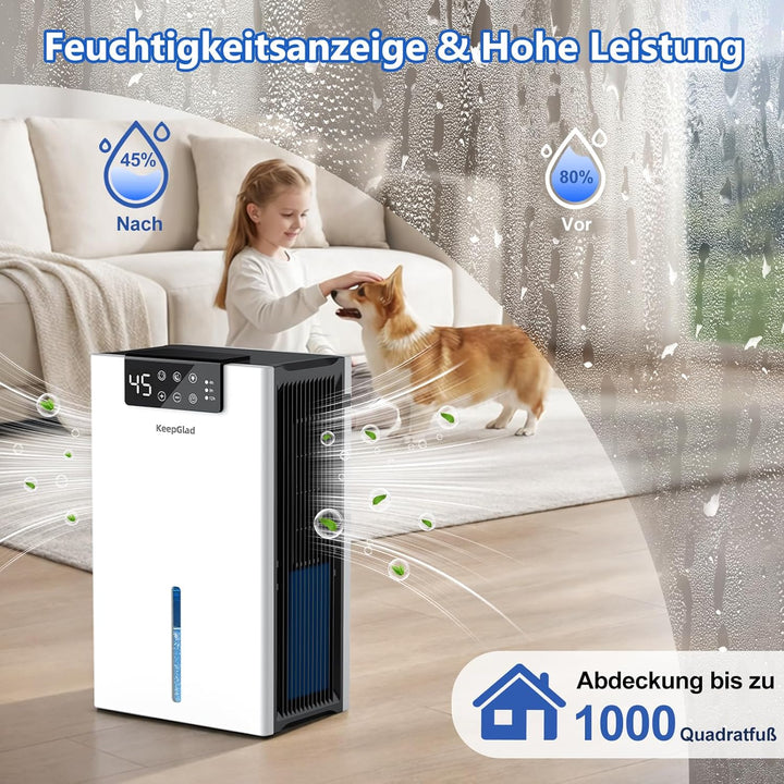 Luftentfeuchter Elektrisch 2800ml, 28dB Leiser Energiesparender Raumentfeuchter mit Filter, für Kell