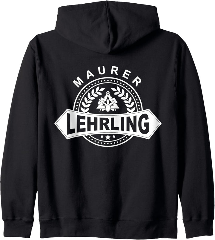Maurer-Lehrling mit traditionellem Zunftzeichen Kapuzenjacke