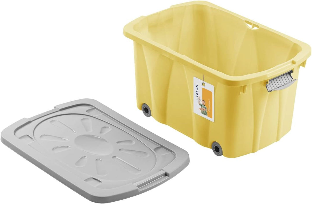 PAFEN Piraten Spielzeugkiste 49l mit Rollen - Schatzkiste 58 x 29,5 x 37,5cm - Spielzeugbehälter Auf