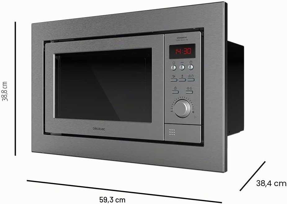 Cecotec Digitale und einbaubare Mikrowelle mit 25 Liter Fassungsvermögen GrandHeat 2500 Built-in Ste