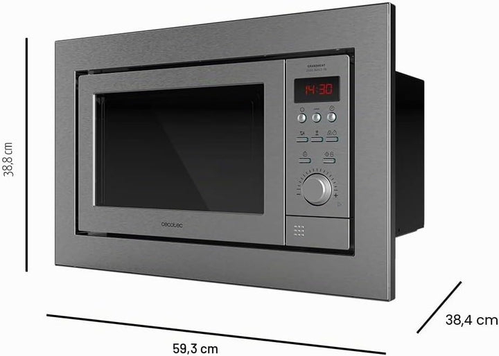 Cecotec Digitale und einbaubare Mikrowelle mit 25 Liter Fassungsvermögen GrandHeat 2500 Built-in Ste