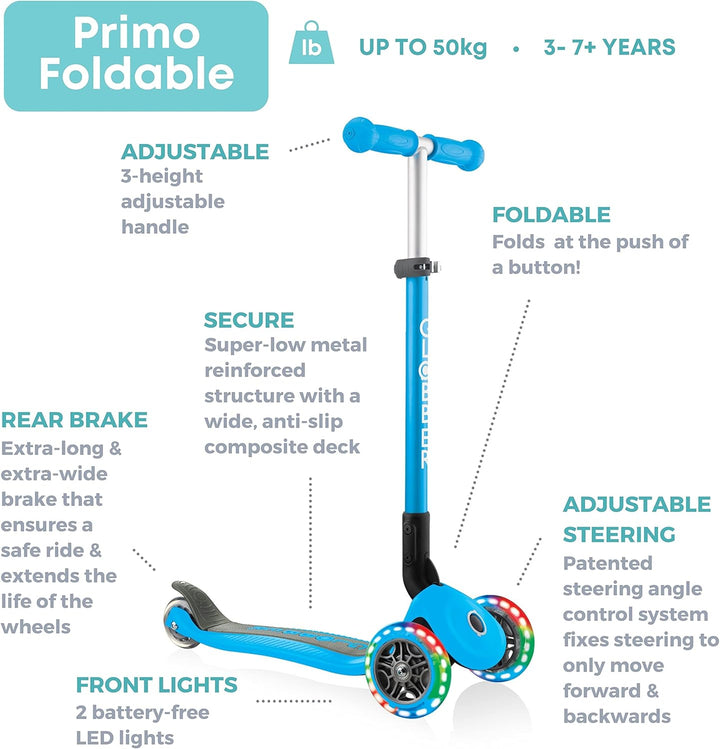Globber Primo Faltbare Lichter – Himmelblau