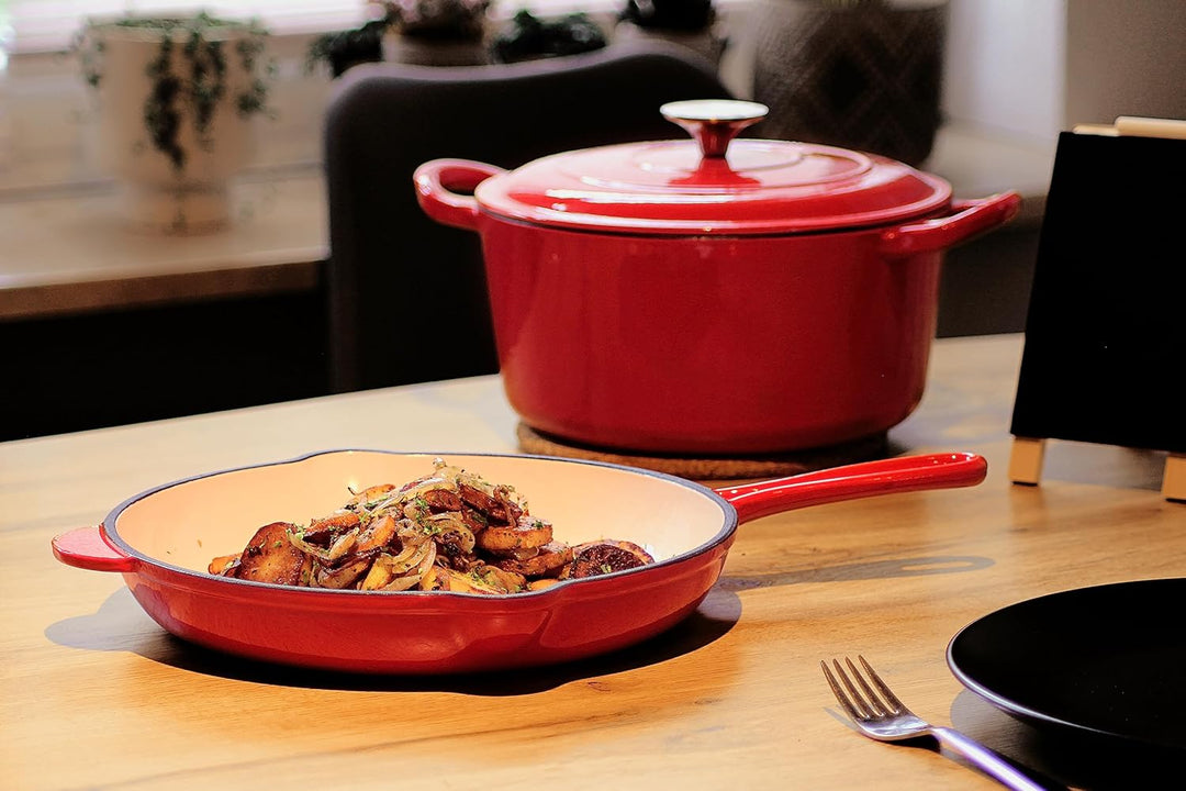 Echtwerk Schmortopf aus Gusseisen mit Emaille-Beschichtung, Brotbacktopf, Für Backöfen, Grill und In