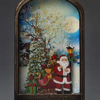 Konstsmide LED Wasserlaterne "Santa und Baum", braun, wassergefüllt, 5h Timer, 1 warm weisse Diode,