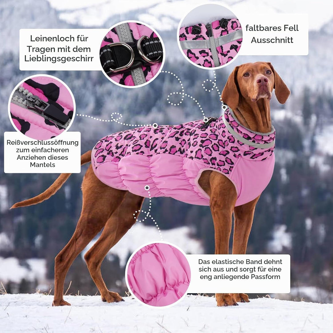 Kuoser Warme Hundejacke, Reflektierende Hundemantel, Winddichte Hundemantel für Kleine Hunde,Moden H