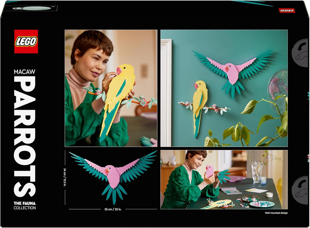 LEGO Art Die Fauna Kollektion – Aras, Wandbild mit Tiermotiv fürs Wohnzimmer oder Büro, Baubare Wand