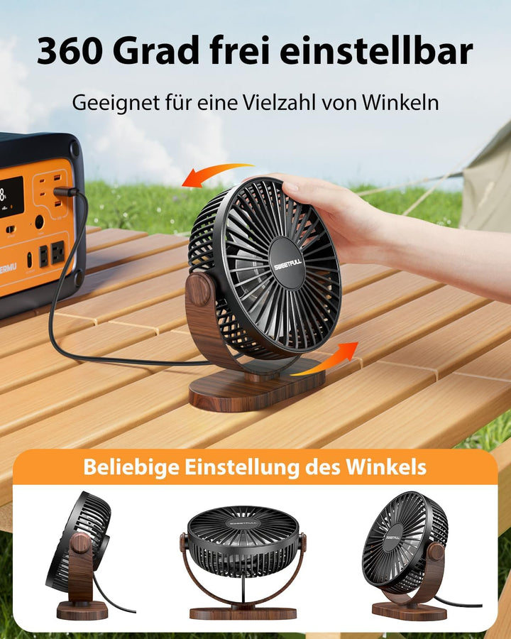 SWEETFULL USB Ventilator, Mini Ventilator Klein Tischventilator Leise, 3 Geschwindigkeiten Desk Fan,