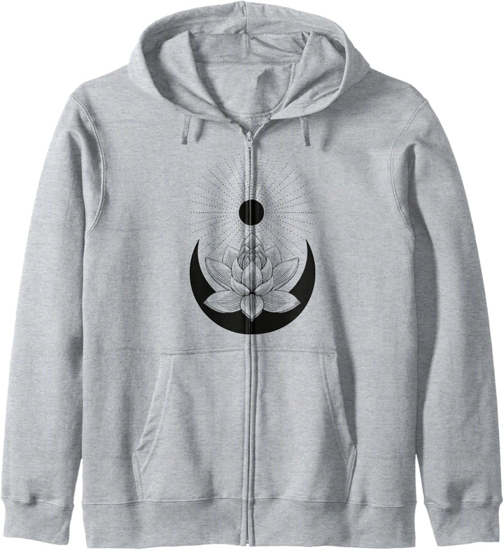 Boho-chic Lotus Sonne und Mond - Feminine Kapuzenjacke