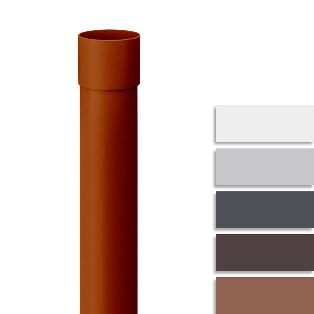 INEFA Fallrohr Kunststoff 200cm DN75 / 75mm, Braun, Dachrinnenzubehör, einfache Steckmontage, Made i