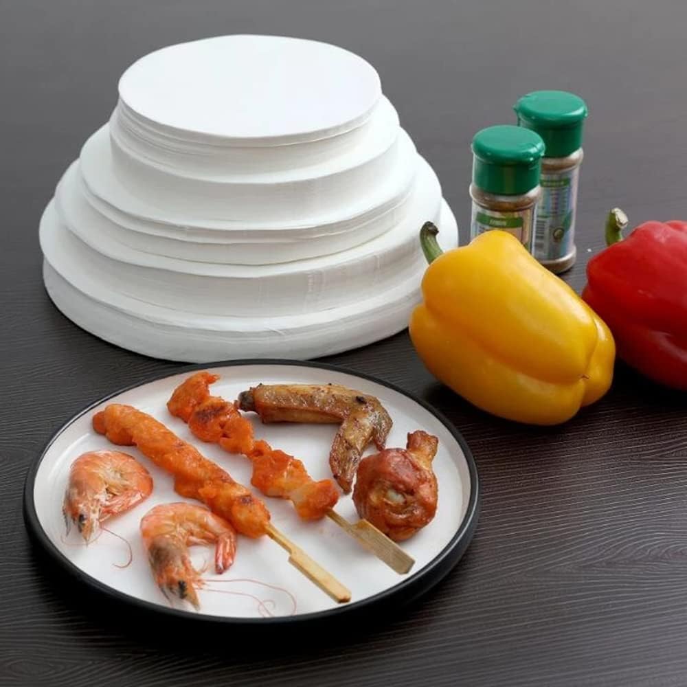 25cm Backpapier für Heissluftfritteuse, Rund 100 Stück Perforiert Airfryer Backpapier Heissluftfritt