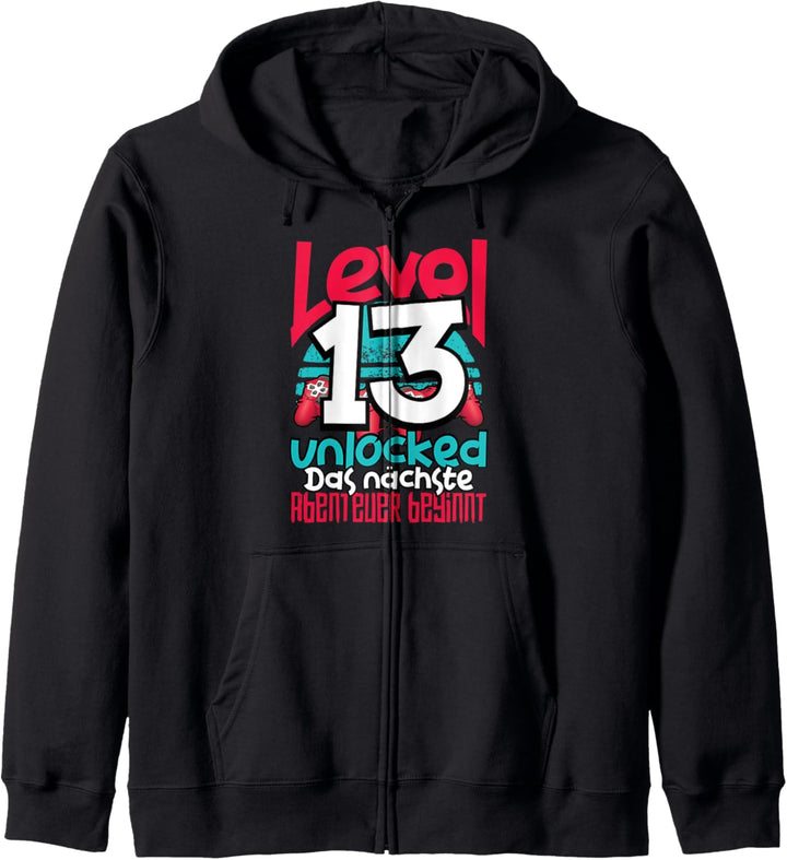 Level 13 Unlocked Gamer 13th Birthday Gift Cool Retro Gaming Kapuzenjacke