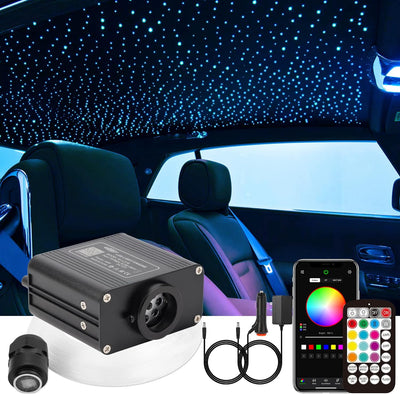 CHINLY Sternenhimmel Auto Glasfaser Licht für Auto/Decke, 16W Twinkle 200pcs*0.75mm*2m Bluetooth RGB