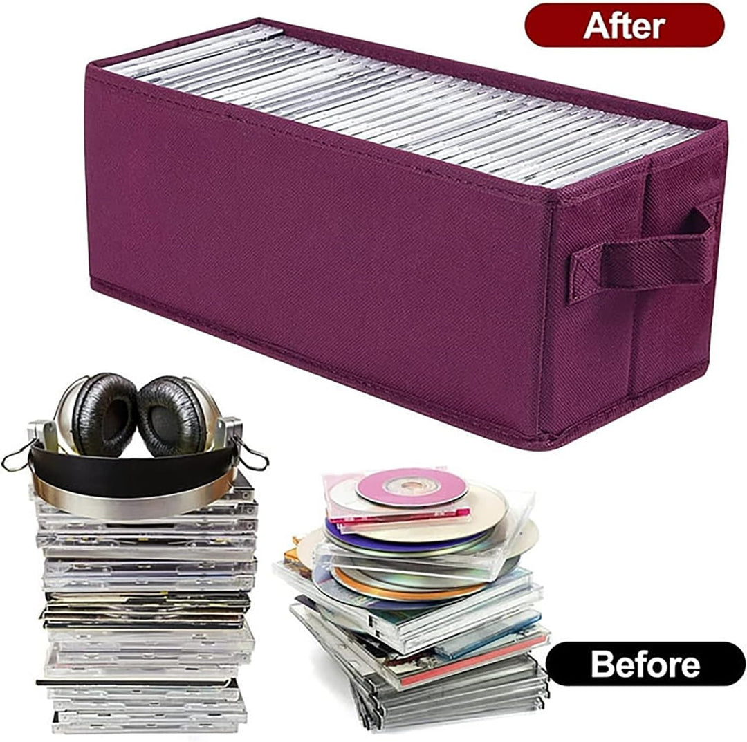 UENTIP CD-Aufbewahrungsbox, 1 Stück, CD-Hülle, 33,5 x 15 x 13,5 cm, Behälter für 60 CDs in vollen Ju