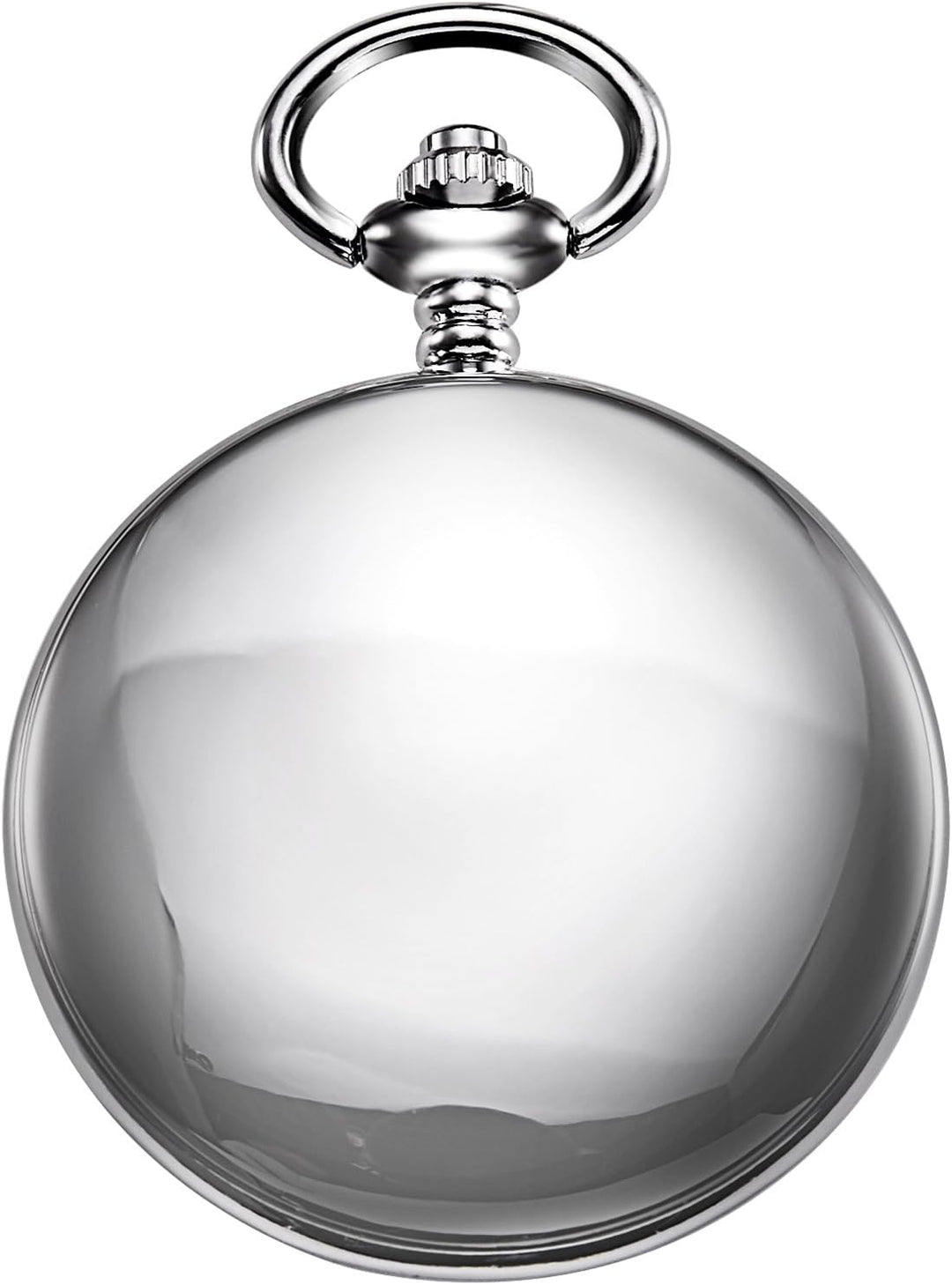 TREEWETO Unisex Taschenuhr mit Kette Analog Handaufzug Retro Skelett Hochglanz Poliert Silber