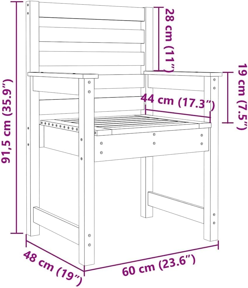 vidaXL Gartenstühle 2 STK., Gartenstuhl mit Rückenlehne Armlehnen, Gartensessel Terrassenstuhl Holzr