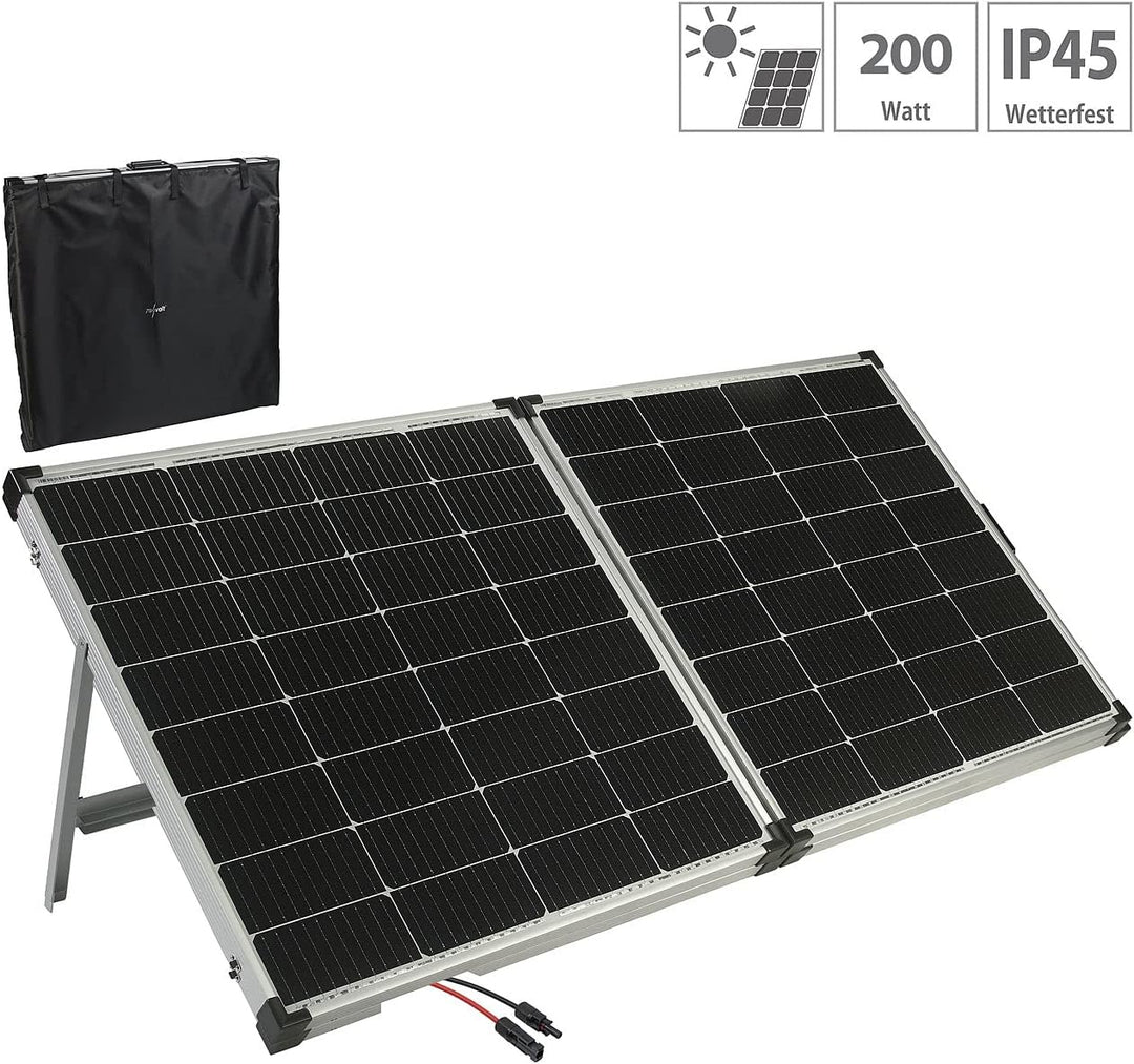 revolt Solarkoffer: Faltbares Solarpanel mit monokristallinen Zellen, 240 Watt, silber (Solarplatte,