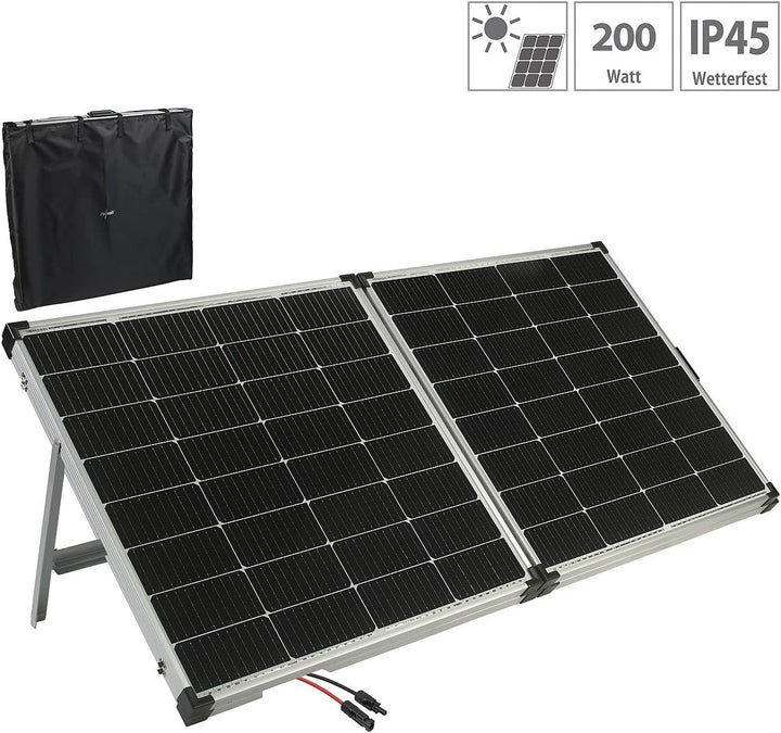 revolt Solarkoffer: Faltbares Solarpanel mit monokristallinen Zellen, 240 Watt, silber (Solarplatte,