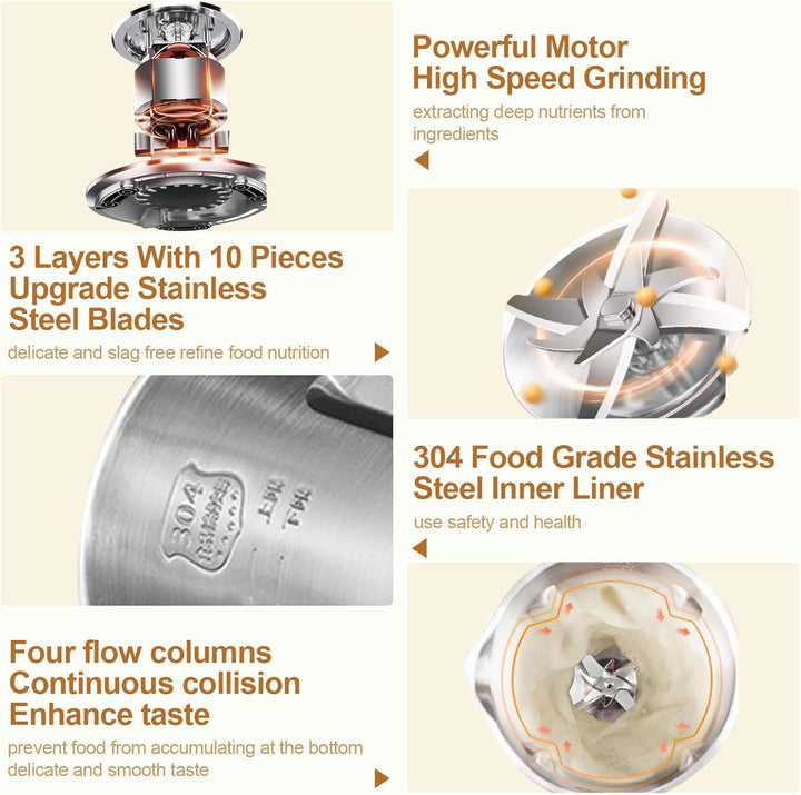 8 in 1 Nussmilchmaschine, 1200ml Automatische Sojamilch Maschine, mit Startverzögerung/Warmhaltefunk