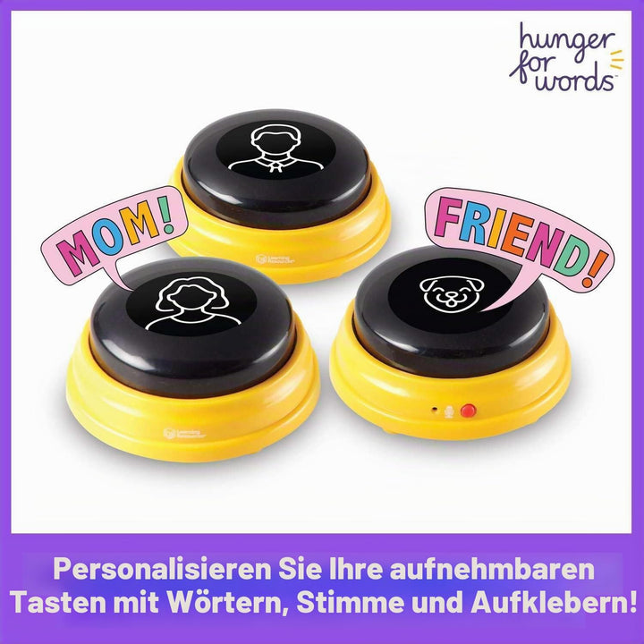Hunger for Words Talking Pet Next Words Namen - 3 Stück Set beschreibbare Sprachtasten für Hunde, Hu