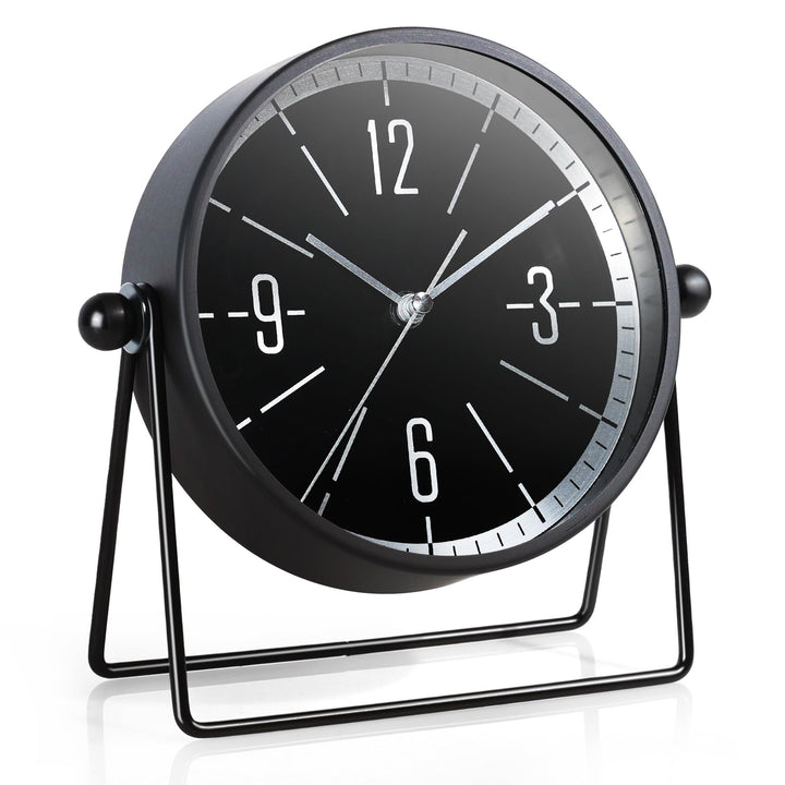 Vintage Metall-Tischuhr – Leise Kaminuhr ohne Ticken mit verstellbarem Winkel, Analoge Standuhr im R