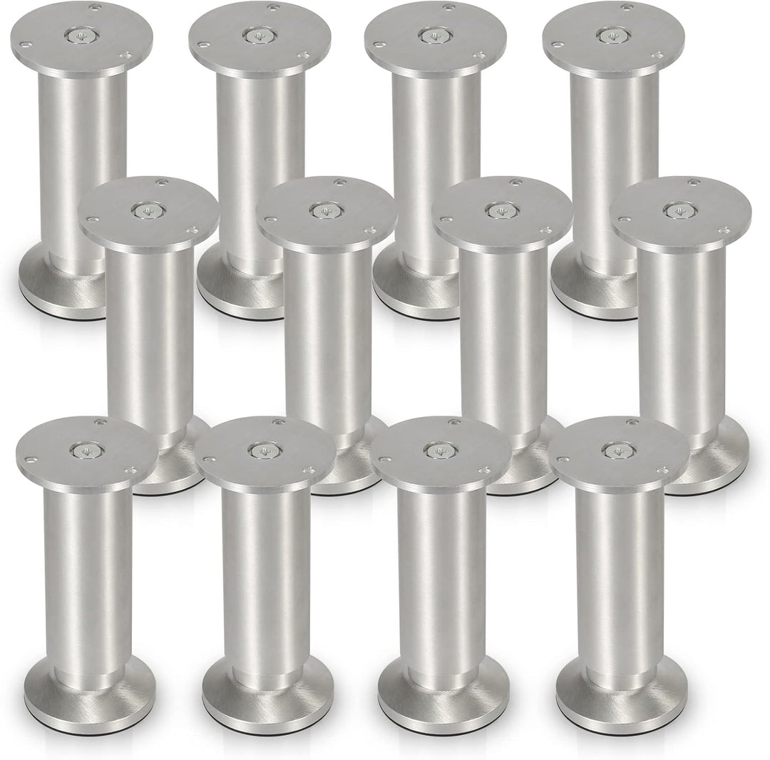 Gimisgu Aluminium Möbelfüsse 12er Set,Runde Möbelfuss Sockelfuss,Höhe 200mm,Höhenverstellbar:15mm,Be