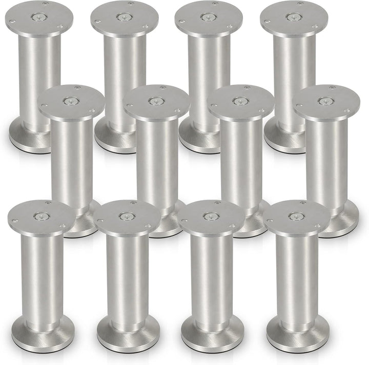 Gimisgu Aluminium Möbelfüsse 12er Set,Runde Möbelfuss Sockelfuss,Höhe 200mm,Höhenverstellbar:15mm,Be