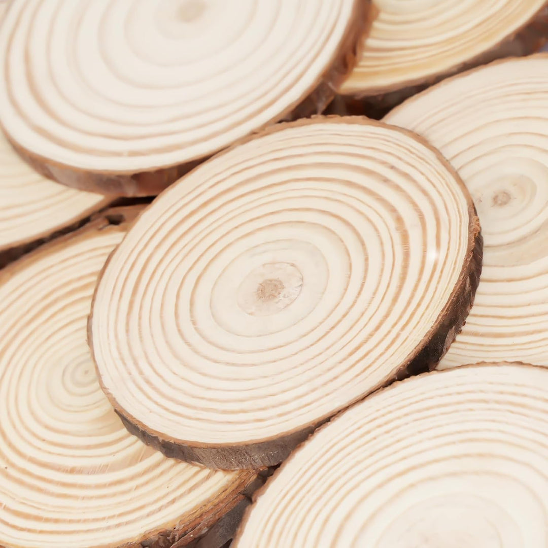 50 Stück Holzscheiben, 6-7cm Holz Log Scheiben, Baumscheiben Rund zum Basteln, Unvollendete Holzkrei