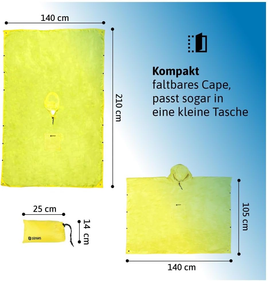 Dönges 4-in-1 Regenponcho mit Ärmeln in 4 Farben | Atmungsaktiv, Wasserdicht & Vielseitig mit Brustt