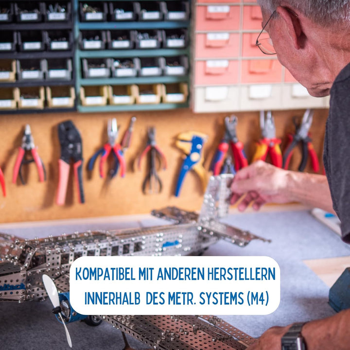 eitech 00102 Metallbaukasten Ergänzungs-Set Flachstäbe Platten 2-9 Loch, Konstruktionsspielzeug Zube