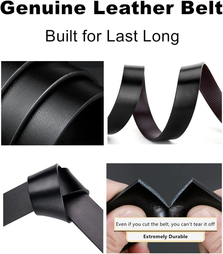 Oyifan Schwarzer Ledergürtel für Herren, automatische Ratschengürtel, Kleid, lässiger Gürtel, bequem