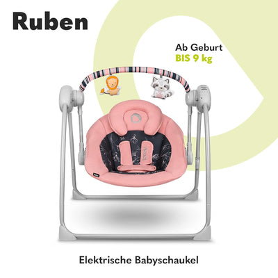 LIONELO Ruben Baby Wippe, Babyschaukel Elektrisch mit Liegefunktion, Baby Schaukel 0 bis 9 kg, Moski