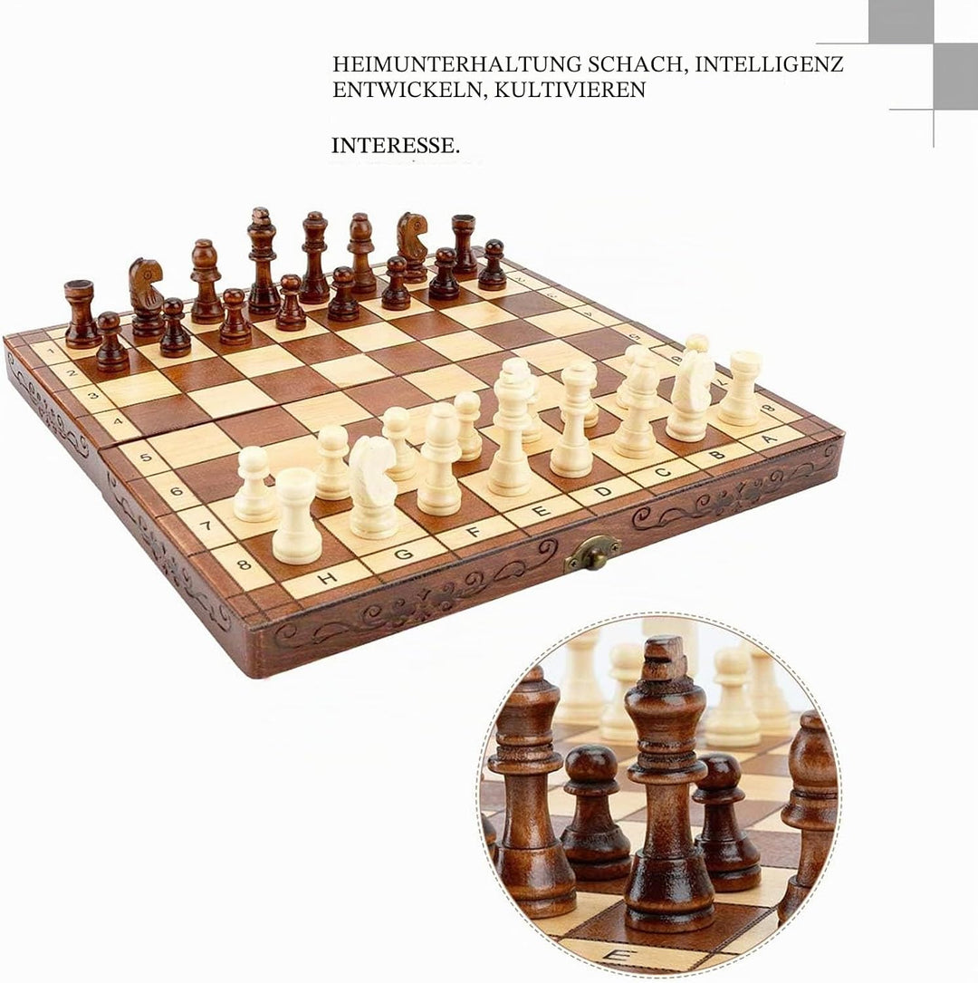 Syrace Schachspiel Schach Schachbrett aus Holz für Kinder und Erwachsene, Zusammenklappbar, Handgefe