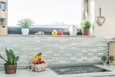 Mosaik Fliese Verbund Stäbchen Aluminium silber Verbund Glasmosaik für WAND BAD DUSCHE KÜCHE FLIESEN