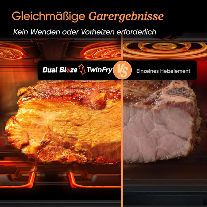COSORI Heissluftfritteuse 2 Kammern, Dual Blaze TwinFry 10L, mit 4 Heizrohren & flexiblen Kammern, g